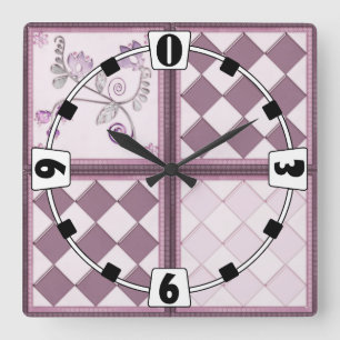 3D Purple Color Quadratische Wanduhr