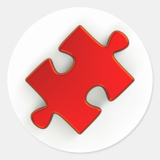 3D Puzzle Piece (Metallic Red) Klassischer Round S Runder Aufkleber