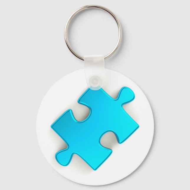 3D-Puzzleteil (Metallic Light Blue) Schlüsselanhänger (Vorderseite)