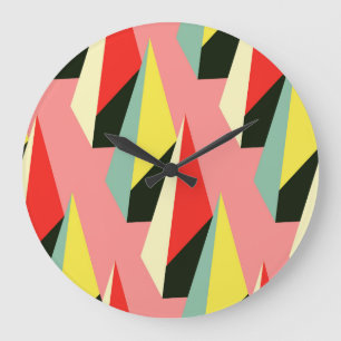 3D-Pyramiden: Retro-geometrische Vintage-Elemente. Große Wanduhr