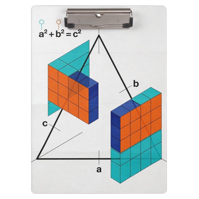 3D Pythagorean Theorem Math Clipboard Klemmbrett (Vorderseite)