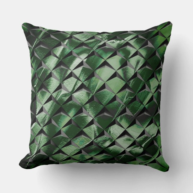 3D-Quadrate mit dunkelgrünem Hintergrund vermische Kissen (Vorderseite)
