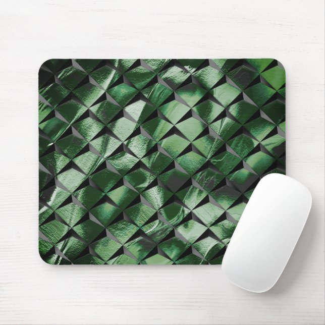 3D-Quadrate mit dunkelgrünem Hintergrund vermische Mousepad (Mit Mouse)