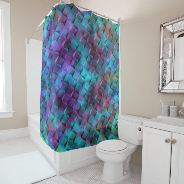 3D-Quadratzoll blaue Lila bis rosa oder dreieckige Duschvorhang (Beispiel)