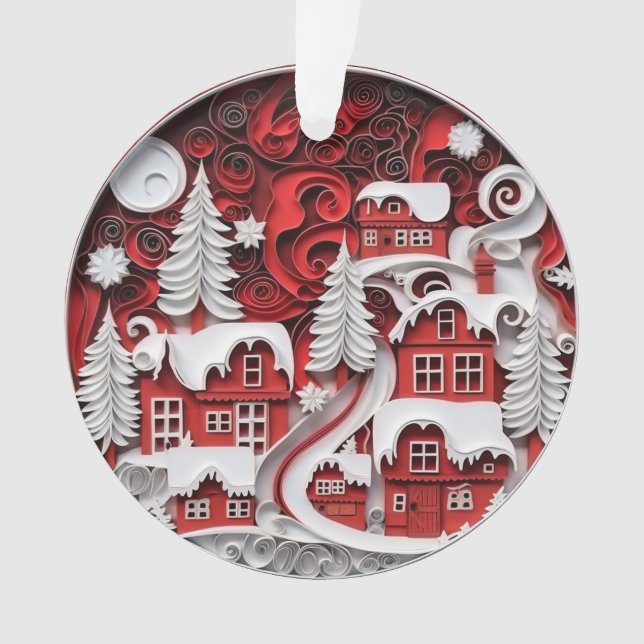 3d Quill Paper Art Christmas Village Ornament (Vorderseite)