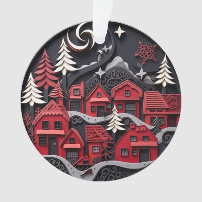 3d Quill Paper Art Christmas Village Ornament (Vorderseite)