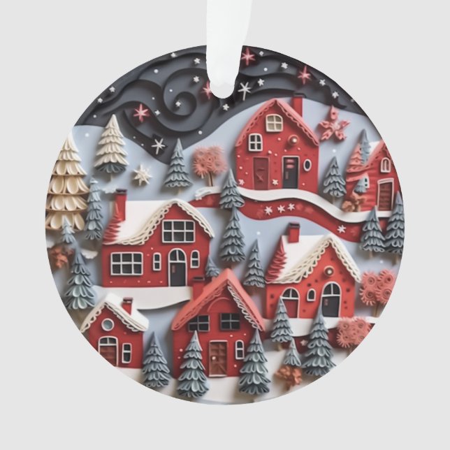 3d Quill Paper Art Christmas Village Ornament (Vorderseite)