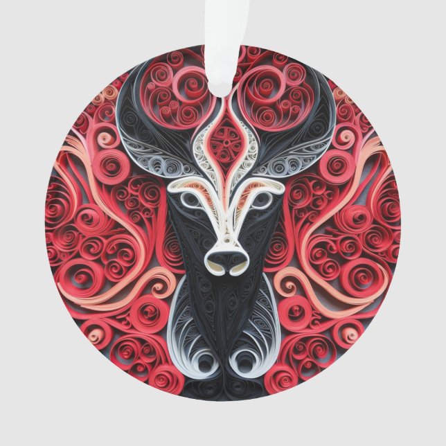 3d Quill Paper Art Deer Ornament (Vorderseite)