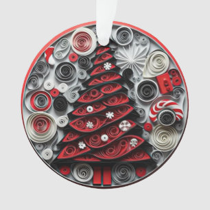 3d Quill Paper Art Weihnachtsbaum und Schneeflocke Ornament