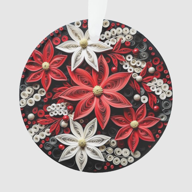 3d Quilling Christmas Blume Ornament (Vorderseite)