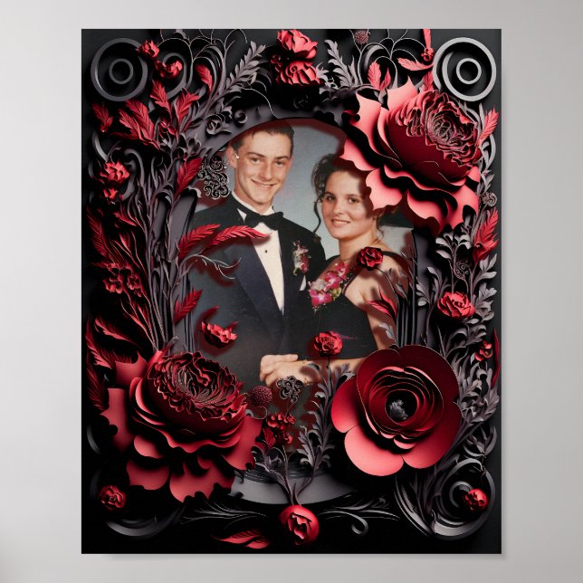 3D-Rahmen in Schwarz und Rot Poster (Vorne)