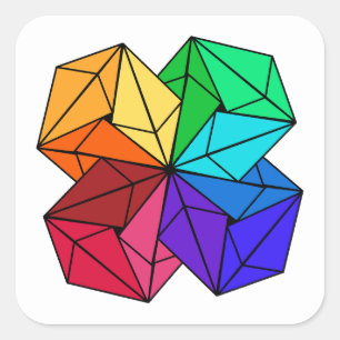3D-Rainbow-Cube-Dreiecke in Weiß Quadratischer Aufkleber