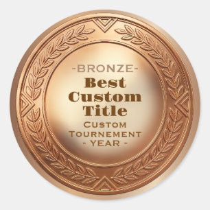 3D realistische Bronzemedaille, anpassbare Auszeic Runder Aufkleber