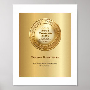 3D realistische Goldmedaille, anpassbare Auszeichn Poster