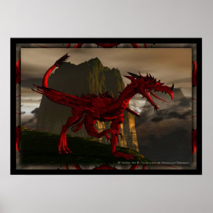 3D Red Dragon Poster