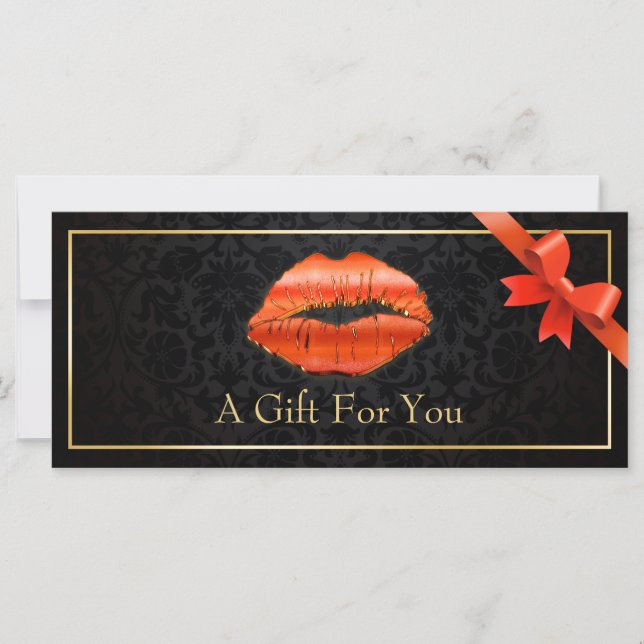 3D Red Lips Beauty Salon Geschenkgutschein (Vorderseite)