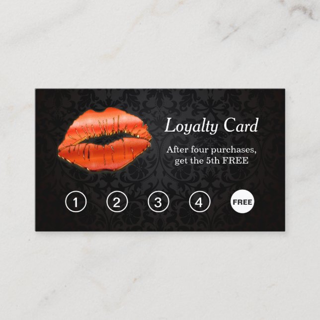 3D Red Lips Makeup Salon Loyalty Punch Card Treuekarte (Vorderseite)