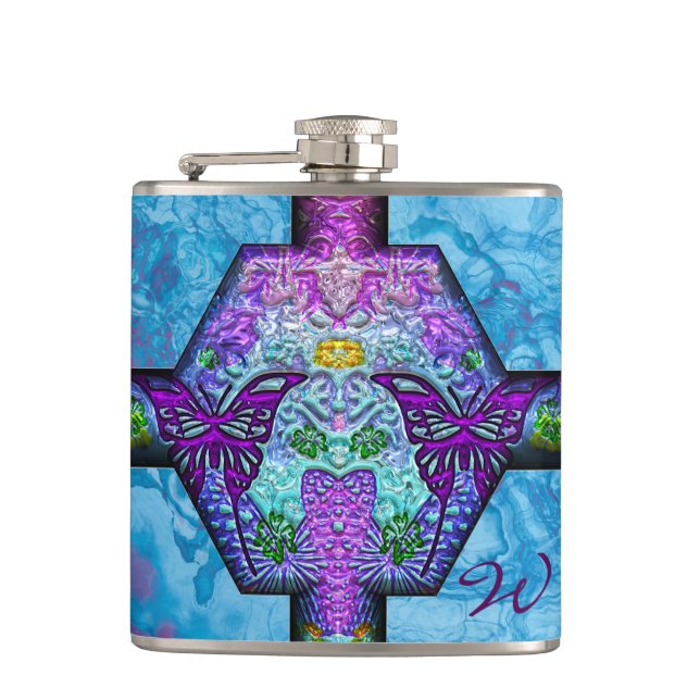 3D Reflektiergitter 1 Wrap Flasche Flachmann (Vorderseite)
