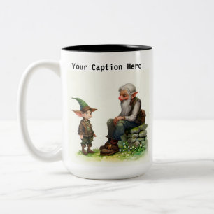 3D-Render eines älteren Elfs, der sein Wissen teil Zweifarbige Tasse