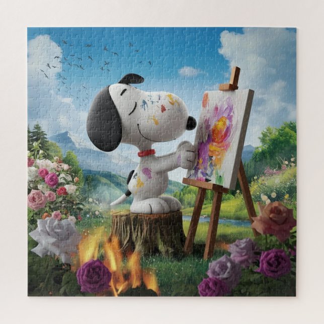 3D-Render eines Niedlichen Hundekünstlergemäldes (Vertikal)