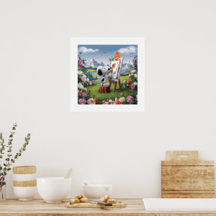 3D-Render eines Niedlichen Hundekünstlergemäldes Poster