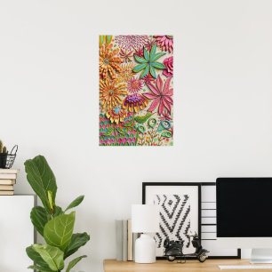 3D-Rendering Surrealer Garten Blumen Kunst Künstle Poster