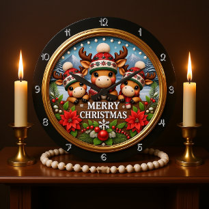 3D Rentier Weihnachtsschmuck Große Wanduhr