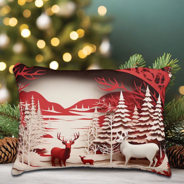 3D-Rentiere im WaldWinter Dekokissen (Von Creator hochgeladen)