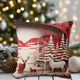 3D-Rentiere im WaldWinter Kissen