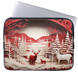 3D-Rentiere im WaldWinter Laptopschutzhülle