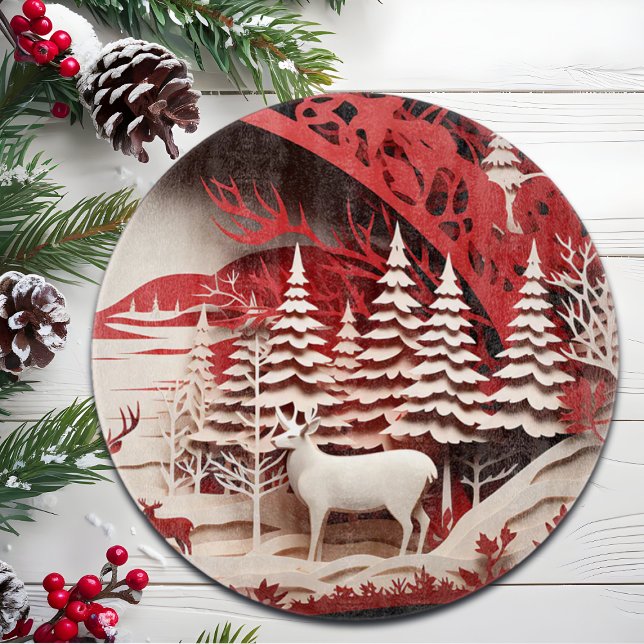 3D-Rentiere im WaldWinter Schneidebrett (Von Creator hochgeladen)