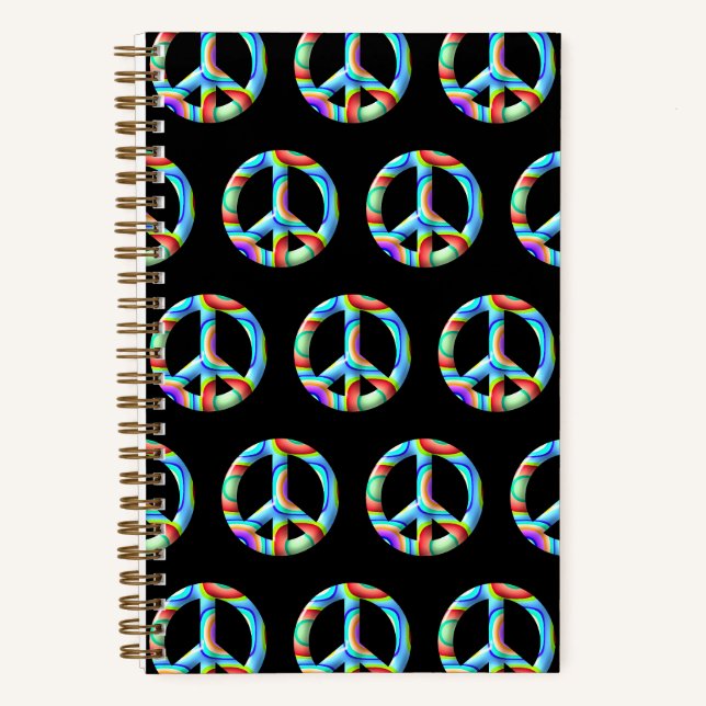 3D-Retro-Friedenssymbol Notizbuch (Vorderseite)