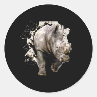 3d Rhino - African Safari Animal Rhinoceros Runder Aufkleber