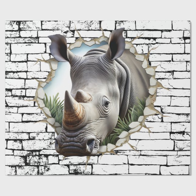 3D Rhinoceros Mendrisiotto Geschenkpapier (Flach)
