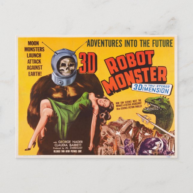 3D-ROBOTMONSTER POSTKARTE (Vorderseite)