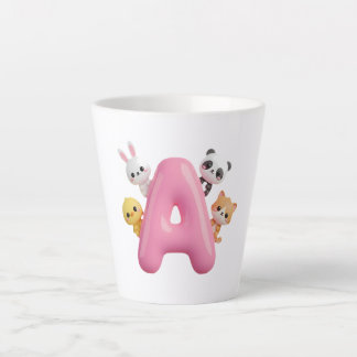 3D-Rosa-Ballon-Buchstabe-A-Keramik-Latte-Mug Milchtasse