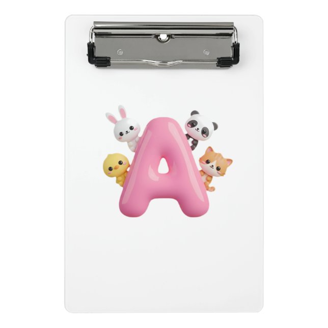 3D-Rosa-Ballon-Buchstabe A Mini-Clipboard Mini Klemmbrett (Vorderseite)