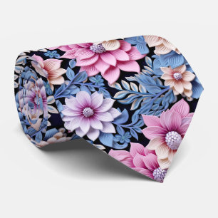 3D rosa Blumen Krawatte
