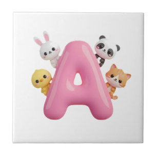 3D-Rosa-Buchstabe-A-Kinderzimmer-Kamikaze-Fliese Fliese