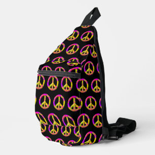 3D rosa gelbes psychedelisches Friedenssymbol Crossbody Bag