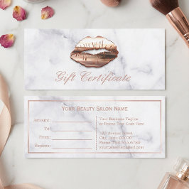 3D Rose Gold Lips Schönheitssalon Geschenkgutschei