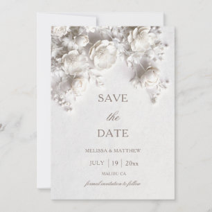 3D-Rosen Elfenbein-Skulpturblumen Save The Date