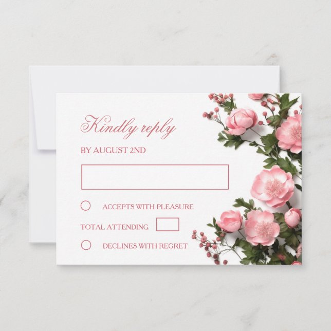 3D Rosen Wildblumen Hochzeit RSVP Karte (Vorderseite)