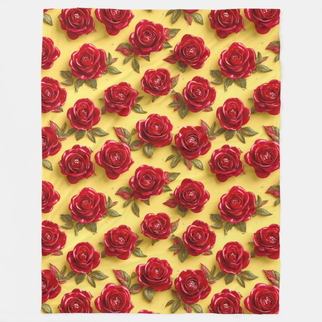 3D-rote Rose Fleecedecke (Vorderseite)
