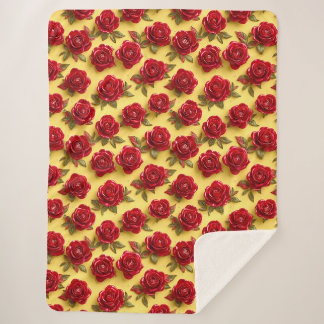 3D-rote Rose Sherpadecke (Vorderseite)