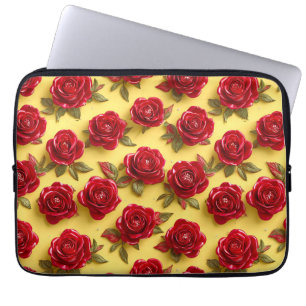 3D rotes Rosenmuster Laptopschutzhülle