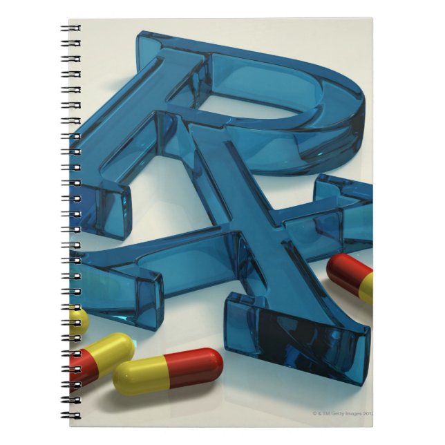 3D-RX-Symbol mit Kapseln Notizblock (Vorderseite)