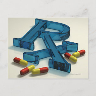 3D-RX-Symbol mit Kapseln Postkarte