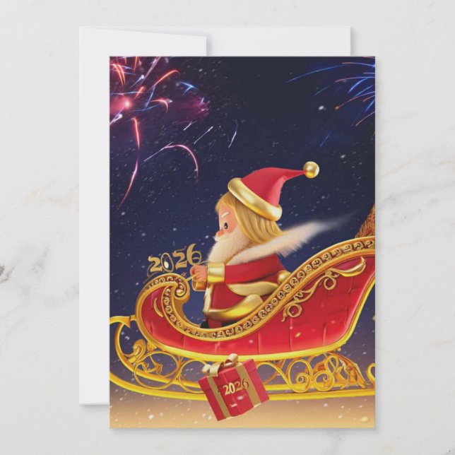 3D Santa Claus Christmas Greeting Card – Festive H (Vorderseite)