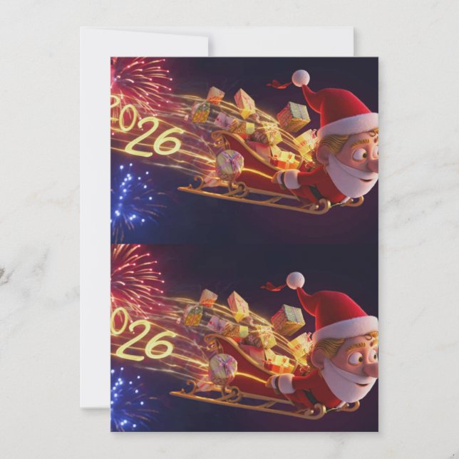3D Santa Claus Christmas Greeting Card – Festive H (Vorderseite)